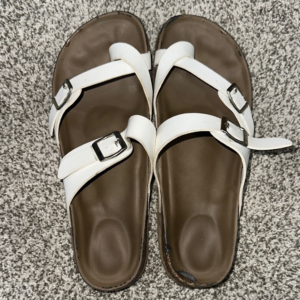 White Double Strap Sandals